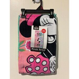 NWT Disney Minnie Mouse Retro Print Beach Towel 28" x 58" 100% Cotton